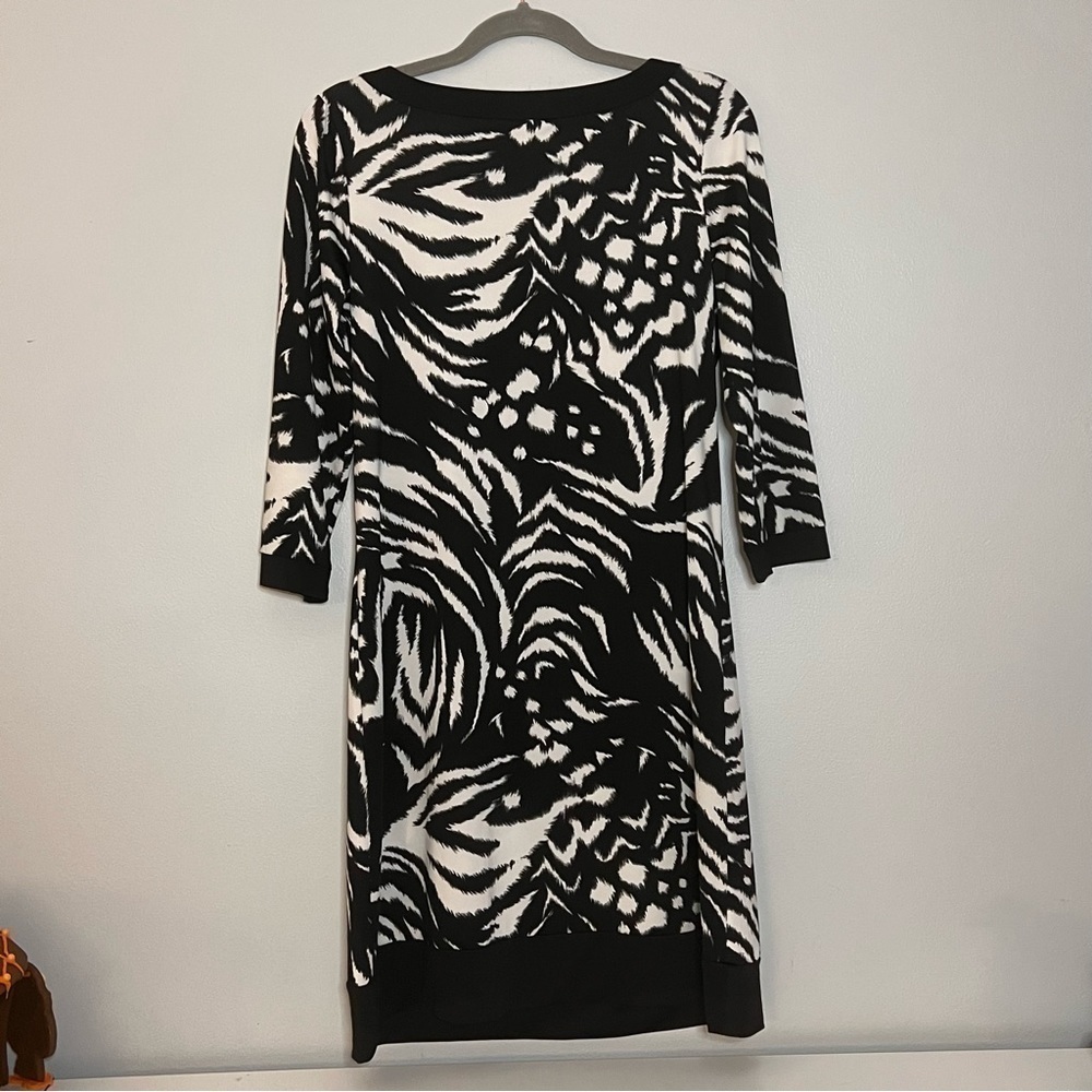 INC International Concepts Black & White Animal Print Dress 3/4 Length Sleeve M - Picture 3 of 6